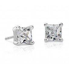 2 Carat Princess-Cut Diamond Earrings