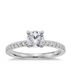3/4 Carat Preset Petite Pavé Diamond Engagement Ring